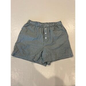 Anthropologie Pinstripe Shorts White Grey Women's Boxers Pockets Buttons Sz Xs